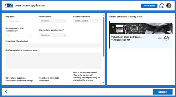 lean course selection example